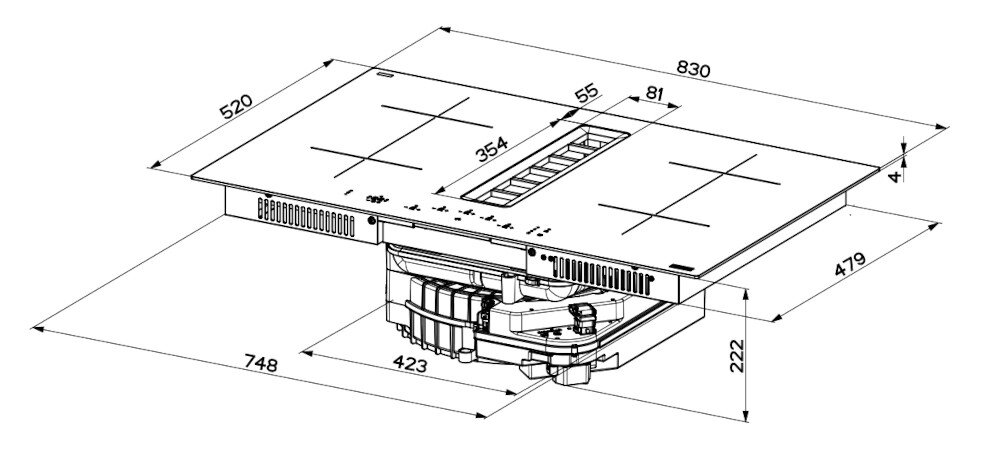 PŁYTA FRANKE Ellipse FMA 8372 4RC R HI 340.0731.879 Rysunek techniczny przedstawia narożną płytę z dokładnymi wymiarami przedstawia otwór w blacie o szerokości 560 mm (z tolerancją +2 mm) oraz zakres głębokości 480–492 mm, z minimalnym odstępem 35 mm i promieniem narożnika maks. 10 mm
