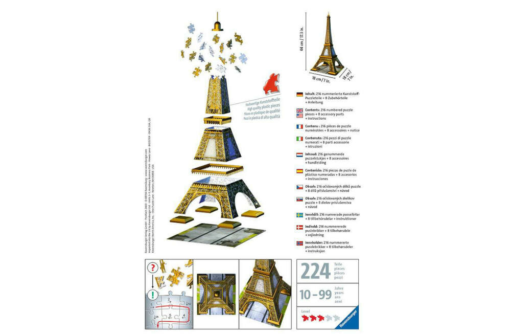 RAVENSBURGER-wieza-eiffla elementy łatwe czyszczenie wieża eiffla architektura budowla francuski klimat