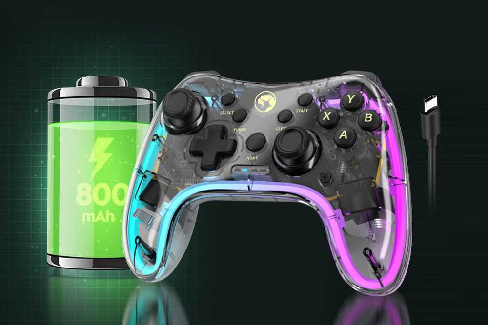 MARVO GT-88 Ghost 40 wbudowanej baterii 800 mAh 2 godziny 12 godzin - kontroler na ciemnym tle, z tyłu bateria