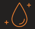 Ikona przedstawia pomarańczową kroplę wody z dwoma plusami na czarnym tle.