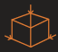 Ikona przedstawia pomarańczowy kontur sześcianu z trzema strzałkami skierowanymi do jego środka na czarnym tle.