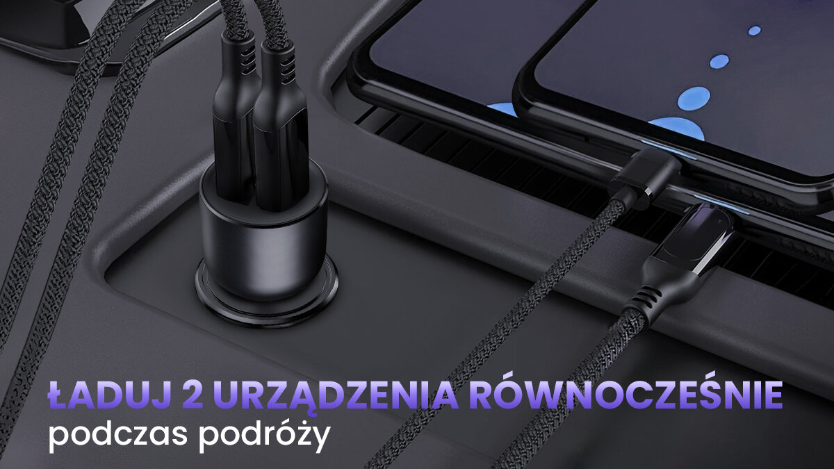 Transmiter FM 2w1 ładowarka XIAOMI Mojietu Roidmi 3S podświetlane złacza USB