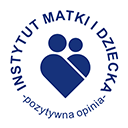 Logo przedstawia stylizowaną ikonę dwóch postaci w kształcie serca, otoczoną tekstem \'INSTYTUT MATKI I DZIECKA - pozytywna opinia\'.