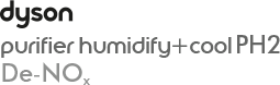 Logo dyson oraz tekst: purifier humidify+cool PH2 De-NOx.