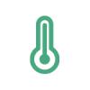 Ikona przedstawia zielony symbol termometru na przezroczystym tle.