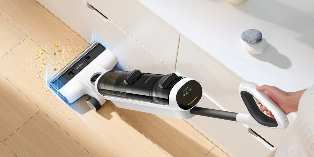 Odkurzacz MOVA K20 Pro (Mopujący) Czytelna obsługa i sterowanie Wyraźny ekran LED informacje  stan baterii tryb pracy poziom zabrudzeń