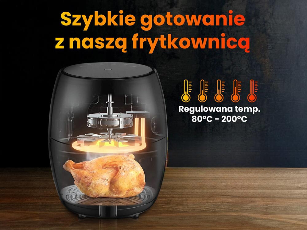 Frytkownica beztłuszczowa EXTRALINK SJ-200 Air Fryer ulubione potrawy z mniejszą ilością tłuszczu, chrupiące dania, smacznie i zdrowo, mniej kalorii