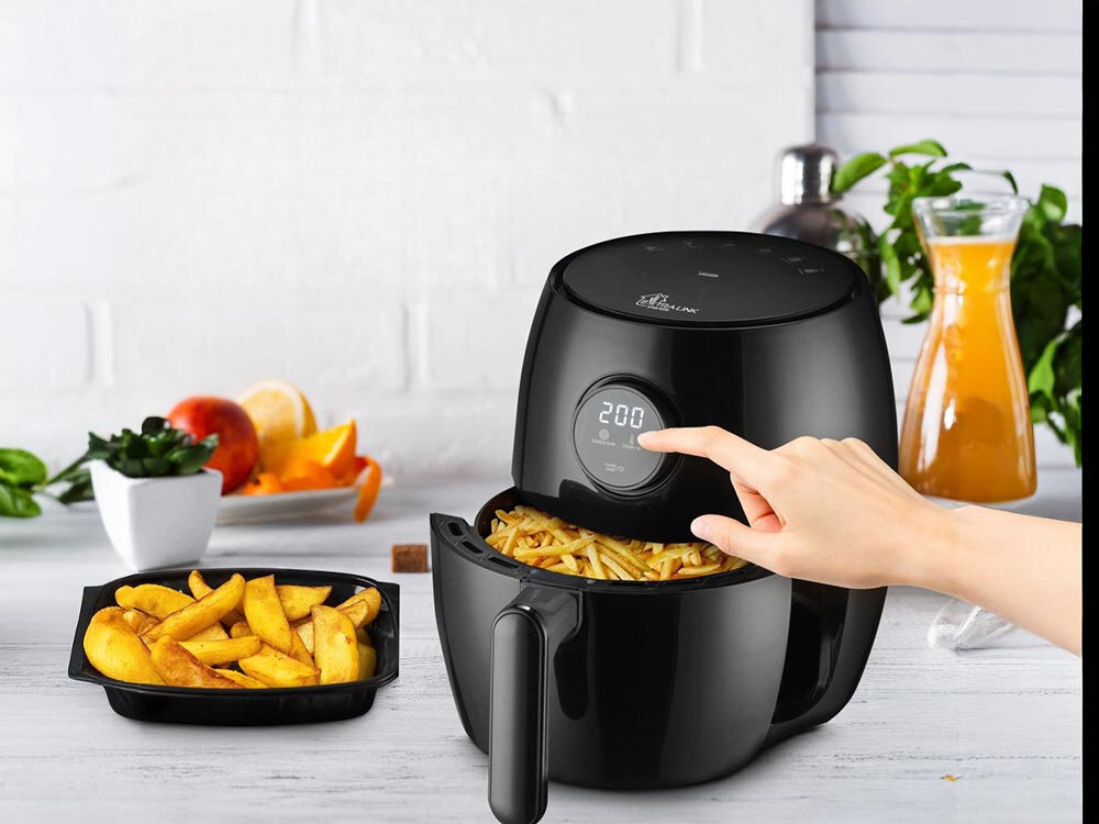 Frytkownica beztłuszczowa EXTRALINK SJ-200 Air Fryer intuicyjna obsługa, ustawienie temperatury i czasu, kompaktowe wymiary, łatwe przechowywanie
