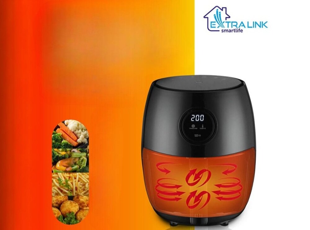 Frytkownica beztłuszczowa EXTRALINK SJ-200 Air Fryer nieprzywierający kosz, łatwe utrzymanie czystości, gładka powierzchnia obudowy, szybkie i zdrowe gotowanie