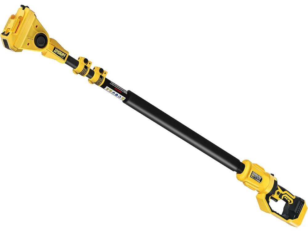 Przedłużka teleskopowa w kolorze żółto-czarnym z widocznymi elementami regulacyjnymi i uchwytem. Na produkcie znajduje się logo producenta oraz oznaczenia techniczne.