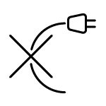 Ikona informująca o bezprzewodowej pracy odkurzacza, zapewniającej komfort sprzątania i manewrowania urządzeniem