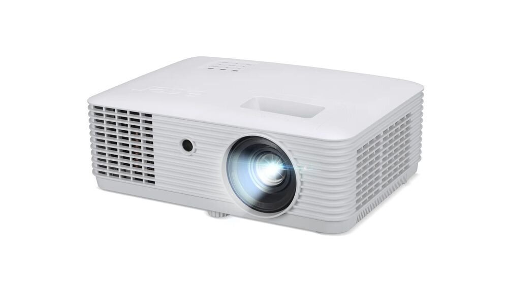 Projektor ACER Vero XL3515i laserowo-LED jasna projekcja Full HD, Projektor Acer XL3515i z włączonym obiektywem, widok z przodu pod kątem