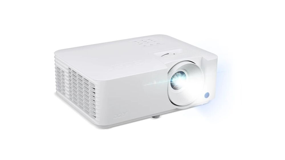 Projektor ACER Vero PL2530i laserowy Full HD do biura, Projektor Acer PL2530i z włączonym obiektywem, widok z przodu pod kątem