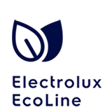 Logo Electrolux Ecoline w ciemnym kolorze, przedstawiające stylizowany liść i napis poniżej.