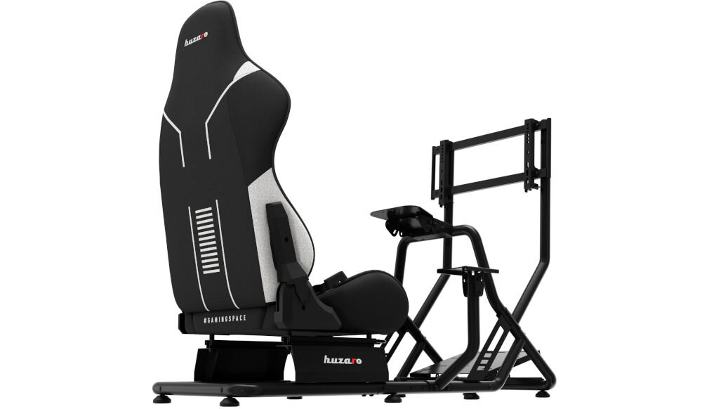 Kokpit HUZARO Speed 6.0 prezentacja kokpitu pod kątem na białym tle stabilny stelaż solidna konstrukcja malowane proszkowo ochrona metalu gumowe stopki