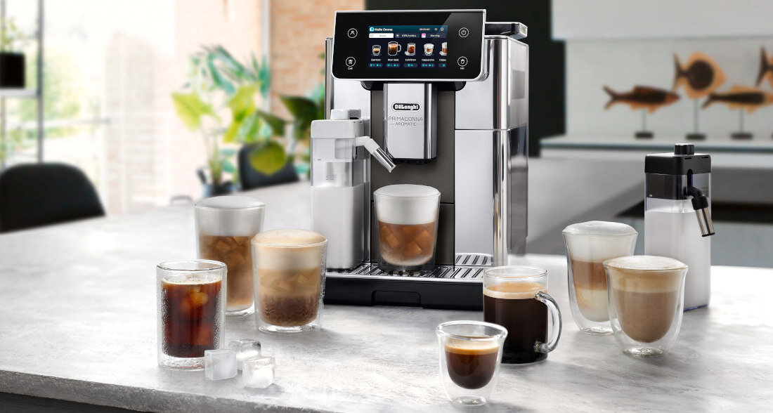 Ekspres DELONGHI PrimaDonna Aromatic ECAM630.75.TSM (Cold Brew) Wzornictwo, które zachwyca Stylowa obudowa ze stali nierdzewnej 5-calowy ekran TFT łatwy w obsłudze Intuicyjne menu dotykowe przyciski wybór napój