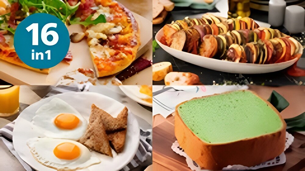 Air Fryer Frytkownica beztłuszczowa PHILIPS Ovi NA341-10 7.2l z okienkiem podglądu różne dania na blacie kuchennym, aż 16 trybów pracy, smażenie, pieczenie, podgrzewanie, suszenie