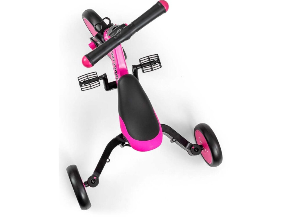 Rowerek biegowy MILLY MALLY Optimus Plus 4w1 Różowo-czarny trwaly wszechstronny stalowa rama waga 3,8 kg lekki latwy do rpzenoszenia wymiary 51 x 66 x 48,5 cm