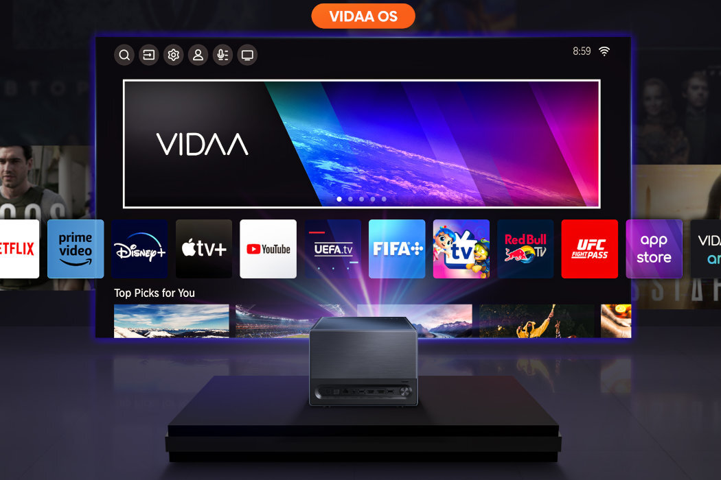 Projektor HISENSE C1 wygoda wygląd obraz wytrzymałość system chłodzenie cichy filmy gry złącza wyposażenie realizm dolby