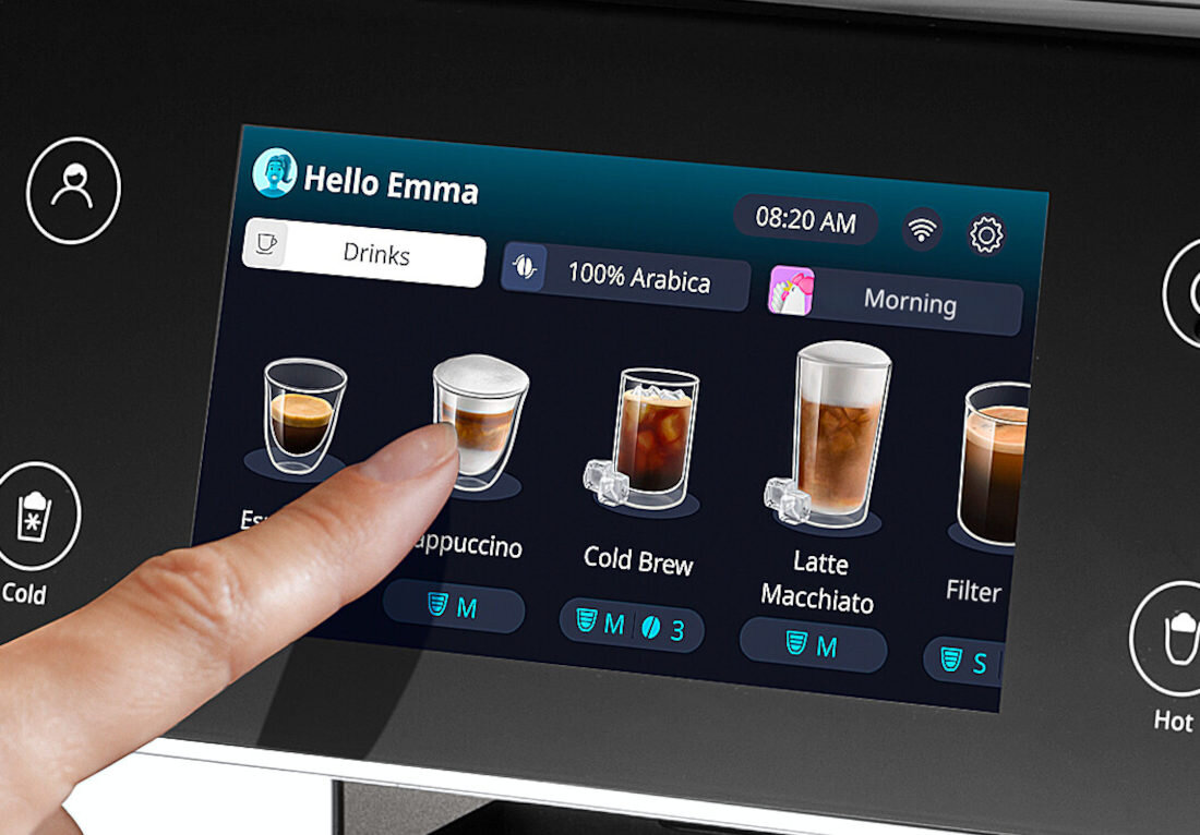 Ekspres DELONGHI PrimaDonna Aromatic ECAM630.75.TSM (Cold Brew) Kawa tak, jak lubisz możliwości personalizacja ustawienia preferencje Funkcja Coffee Routines cztery profile użytkownika