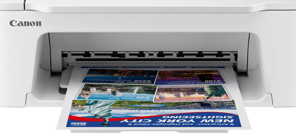 Urządzenie wielofunkcyjne CANON Pixma TS3751i Druk w kolorze, Wi-Fi  zbliżenie na wydrukowaną kartkę formaty gramatura wymiary swoboda działania papier zwykły foto