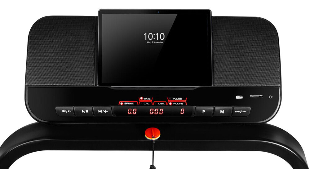 Bieżnia elektryczna SPOKEY Eland 2500W 18km-h modul Bluetooth aplikacja FitShow uchwyt na tablet telefon zlacze MP3