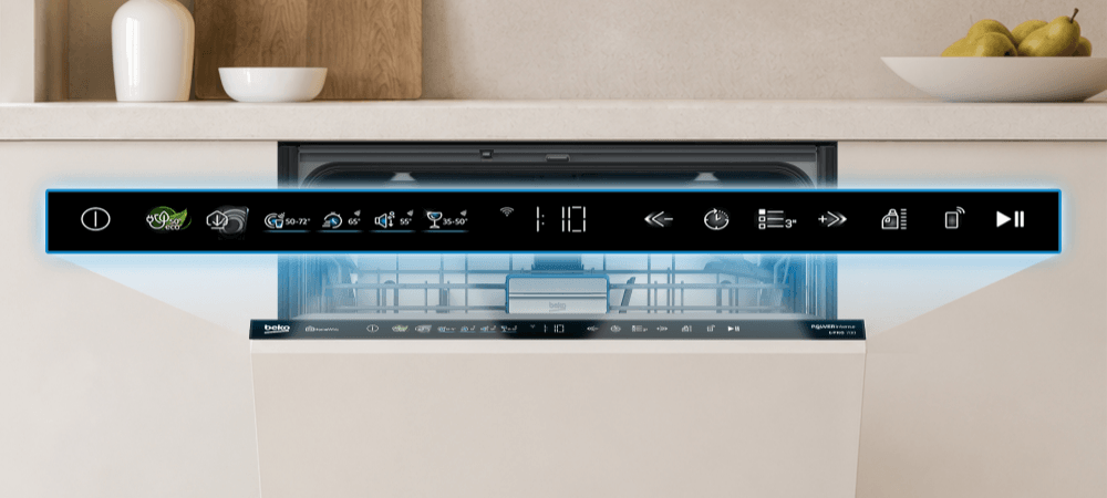 ZMYWARKA BEKO MEDIN4S57A Panel sterowania zmywarki Beko z wyświetlaczem i ikonami programów. Czytelny interfejs ułatwia obsługę urządzenia Icon Display wyświetlacz TFT panel dotykowy intuicyjna obsługa kolorowy ekran