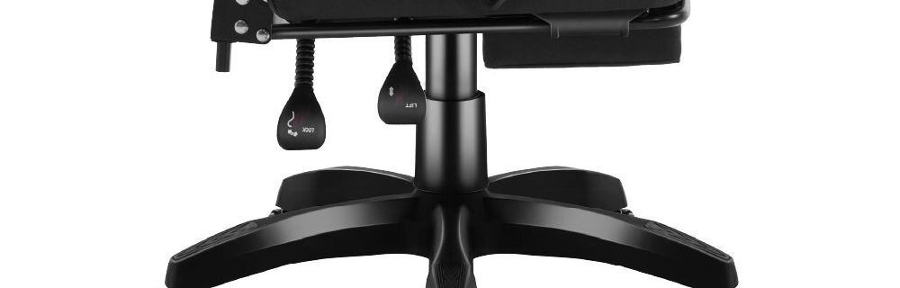 Fotel HUZARO Force 3.7 Czarny zbliżenie na siłownik gazowy klasy 3 na białym tle normy bezpieczeństwa BIFMA bezstopniowa regulacja wysokości płynność udźwig do 140 kg solidność konstrukcji