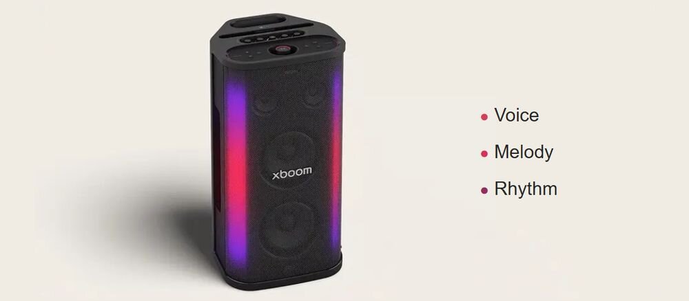 LG STAGE 501 Karaoke oświetlenie AI synchronizacja z muzyką podwójne światło liniowe, urządzenie na jasnym tle