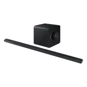 Czarny soundbar HW-S800D z bezprzewodowym subwooferem.