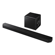 Czarny soundbar HW-Q800H z bezprzewodowym subwooferem.