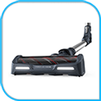 Na obrazie znajduje się głowica odkurzacza z elastyczną rurą. Widoczne jest logo \'TEFAL\' na głowicy.