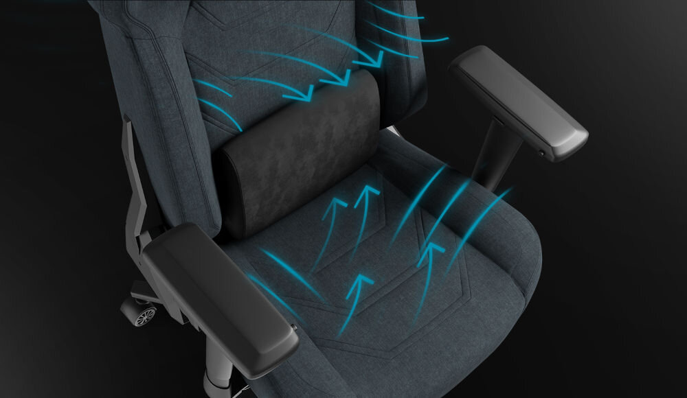 Fotel GENESIS Nitro 800 Szary wizualizacja przepuszczalności tkaniny oddychająca tkanina komfort termiczny kluczowe dla komfortu odprowadzanie wilgoci