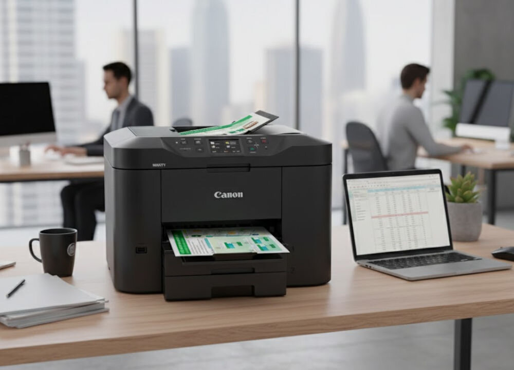 Urządzenie wielofunkcyjne CANON Maxify MB2750 Druk w kolorze, Automatyczny druk dwustronny, Wi-Fi  prezentacja urządzenia na biurku w biurze