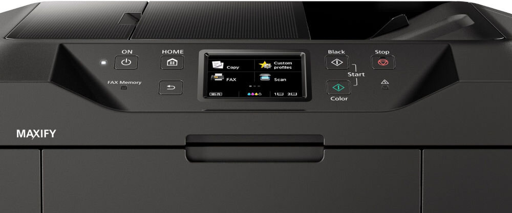 Urządzenie wielofunkcyjne CANON Maxify MB2750 Druk w kolorze, Automatyczny druk dwustronny, Wi-Fi  zbliżenie na górną część urządzenia prędkość funkcje zmiana rozmiaru zakres automatyczne dopasowanie do strony szeroki wachlarz ustawień