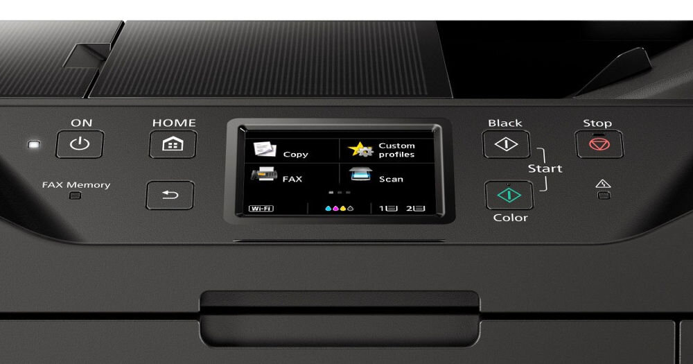 Urządzenie wielofunkcyjne CANON Maxify MB2750 Druk w kolorze, Automatyczny druk dwustronny, Wi-Fi  zbliżenie na ekran urządzenia kolorowy ekran dotykowy przekątna przejrzysty interfejs szybka nawigacja po menu