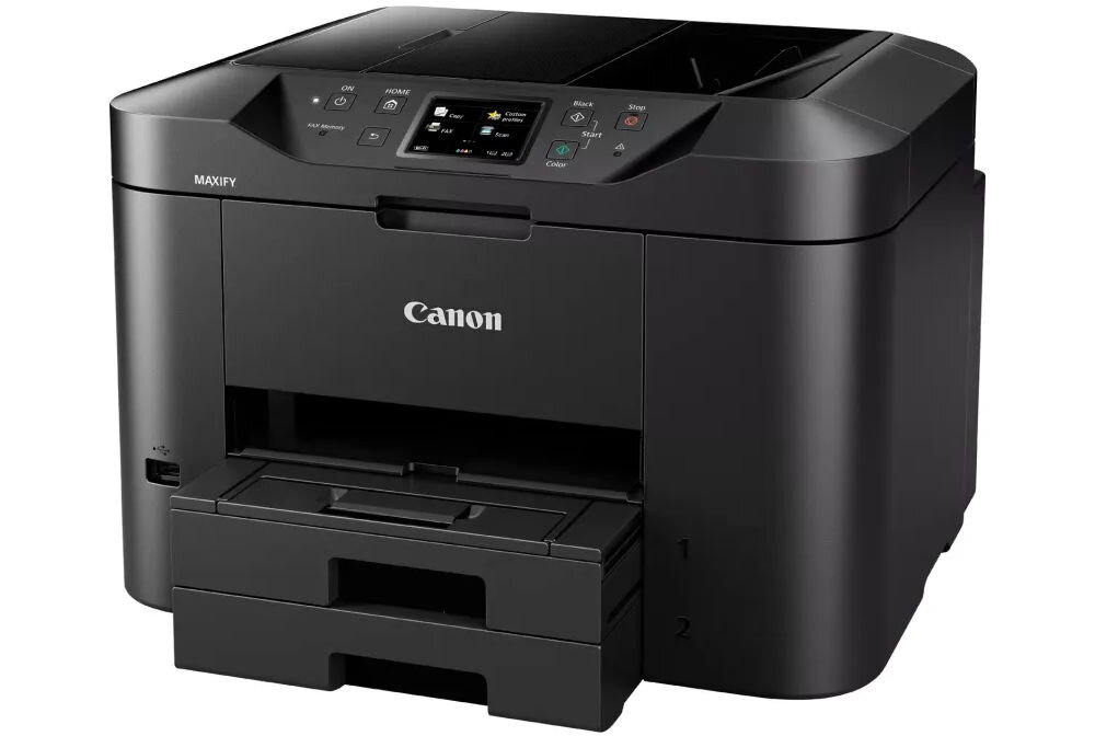 Urządzenie wielofunkcyjne CANON Maxify MB2750 Druk w kolorze, Automatyczny druk dwustronny, Wi-Fi  prezentacja urządzenia pod kątem na białym tle wymiary stabilność