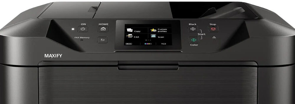 Urządzenie wielofunkcyjne CANON MAXIFY MB5150 Druk w kolorze, Automatyczny druk dwustronny, Wi-Fi  zbliżenie na górną część urządzenia prędkość funkcje zmiana rozmiaru zakres automatyczne dopasowanie do strony szeroki wachlarz ustawień