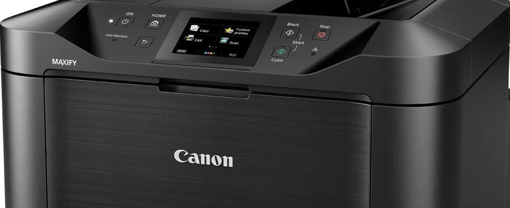 Urządzenie wielofunkcyjne CANON MAXIFY MB5150 Druk w kolorze, Automatyczny druk dwustronny, Wi-Fi  zbliżenie na ekran urządzenia kolorowy ekran dotykowy przekątna przejrzysty interfejs szybka nawigacja po menu