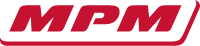 Logo MPM w kolorze czerwonym na białym tle.