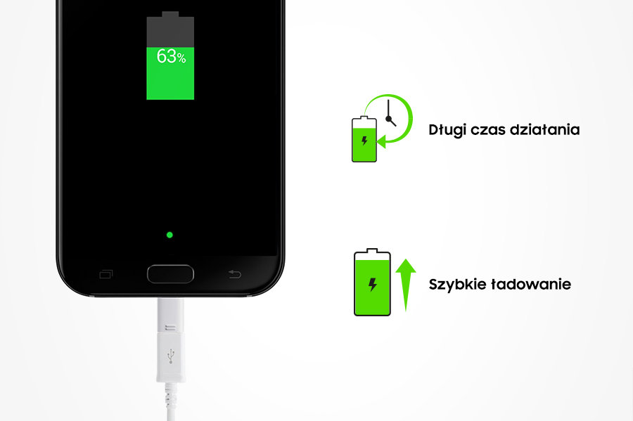 Samsung Większa bateria i szybkie ładowanie. Dłuższy czas pracy Samsung Większa bateria i szybkie ładowanie. Dłuższy czas pracy