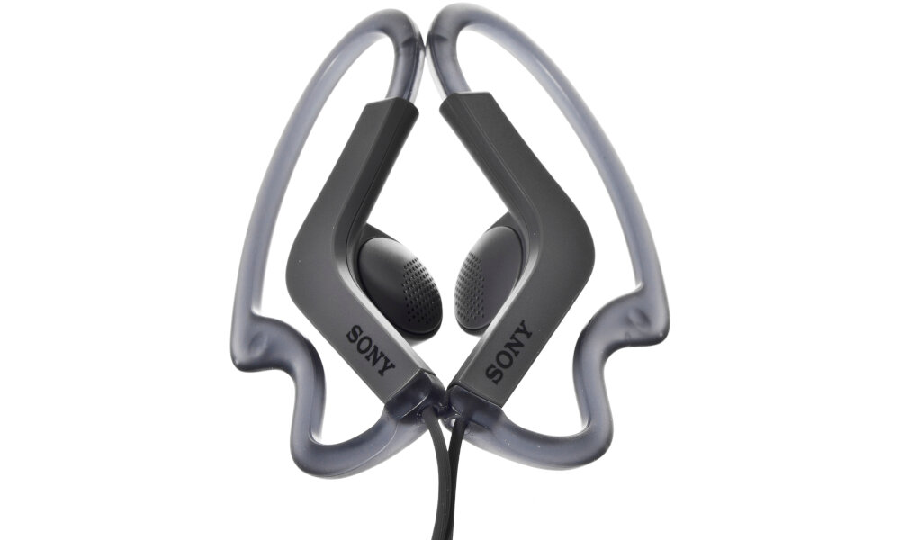 SŁUCHAWKI SONY MDRAS210B SPORTOWE Z MIKROFONEM CZARNE regulacja odporność woda zachlapania deszcz uszkodzenia pot