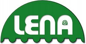 Logo w kształcie półkola z napisem \'LENA\' w kolorze białym na zielonym tle.