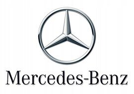 Logo Mercedes-Benz z trójramienną gwiazdą w okręgu oraz napisem \'Mercedes-Benz\' poniżej.