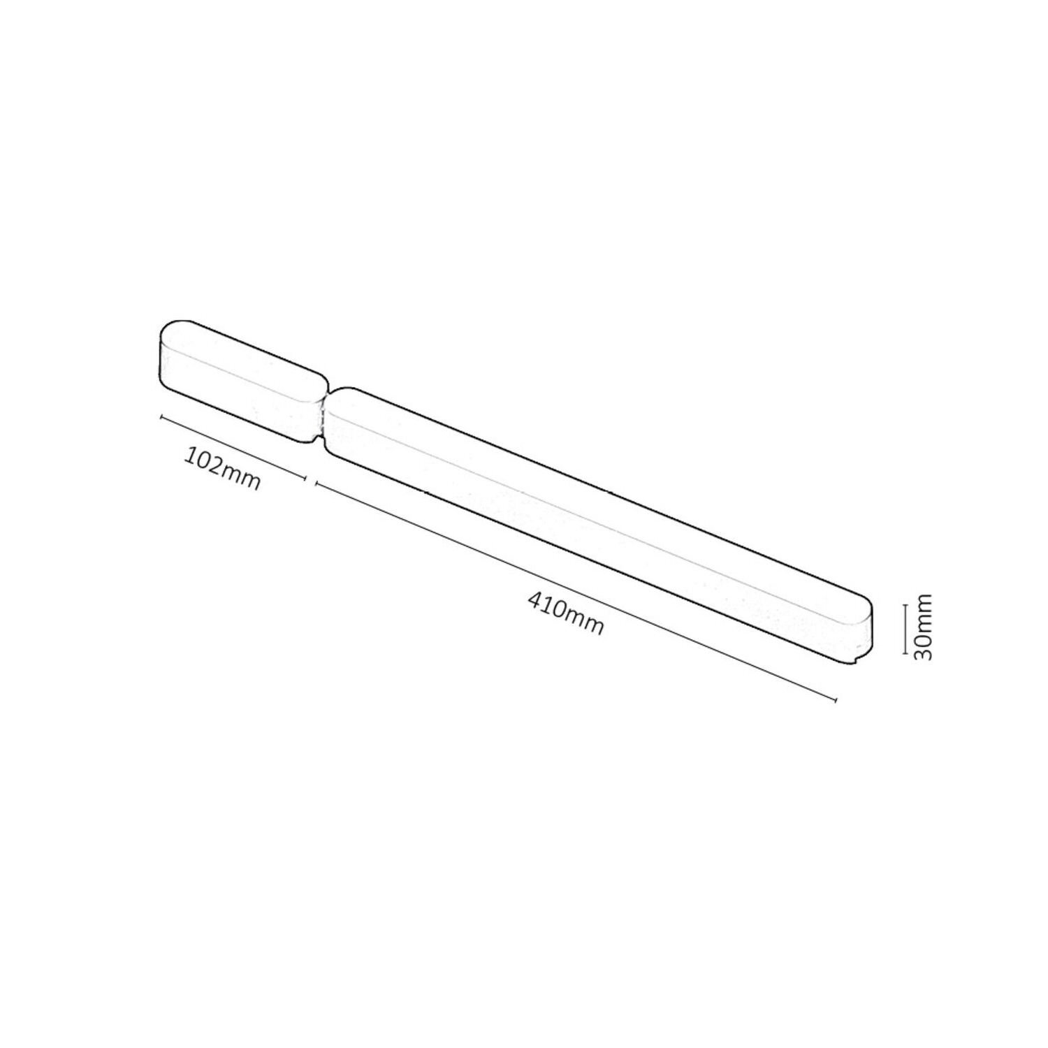 Schematyczny rysunek prostokątnego elementu z wymiarami: 102mm, 410mm i 30mm.