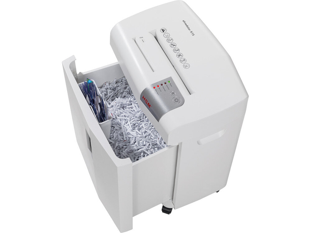 Niszczarka HSM Shredstar X15 pojemnik kosz pojemność głośność hałas