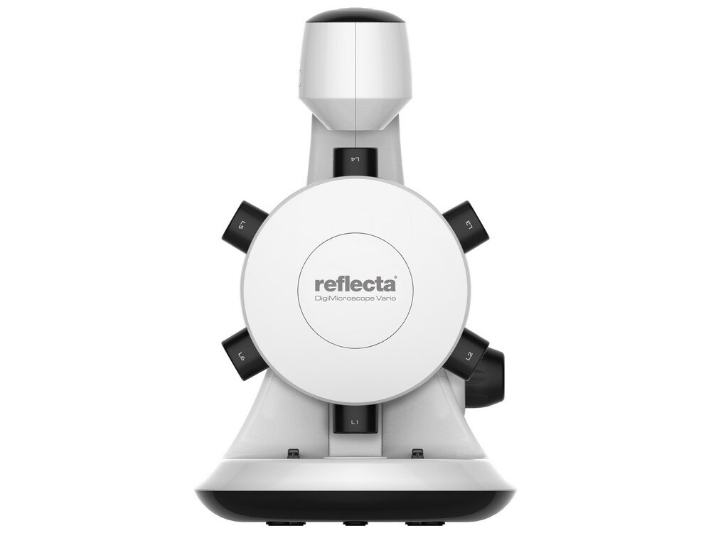 Mikroskop cyfrowy REFLECTA DigiMikroskop Vario rewolwer z 6-ma różnymi obiektywami 100x, 200x, 300x, 400x, 500x i 600x obrócenie rewolweru z obiektywami dwa źródła światła