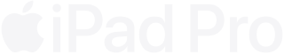 Logo przedstawia napis \'iPad Pro\' z symbolem nadgryzionego jabłka po lewej stronie, wszystko w kolorze białym na przezroczystym tle.