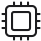 Ikona przedstawia czarny symbol mikroprocesora na białym tle.