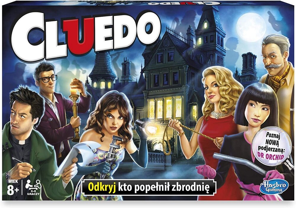 Gra planszowa HASBRO Cluedo  plansza pionki zasady karty rozgrywka zabawa rodzina na wieczór dla dzieci 